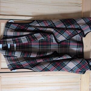 VLD Plaid Open Front Vest Cardigan